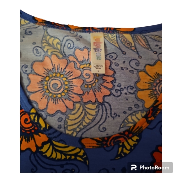 Lularoe Perfect T, blue, orange, light green, small - Picture 4 of 7